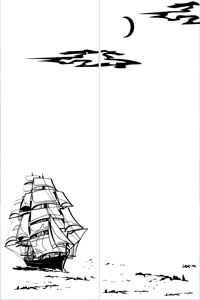 Векторные шаблоны и рисунки для шкафа купе, тема - Море, Корабли, Рыбы